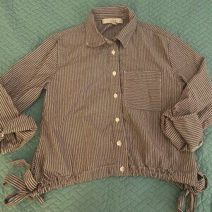 Loft Bow side stripe button down top Size: XXSP